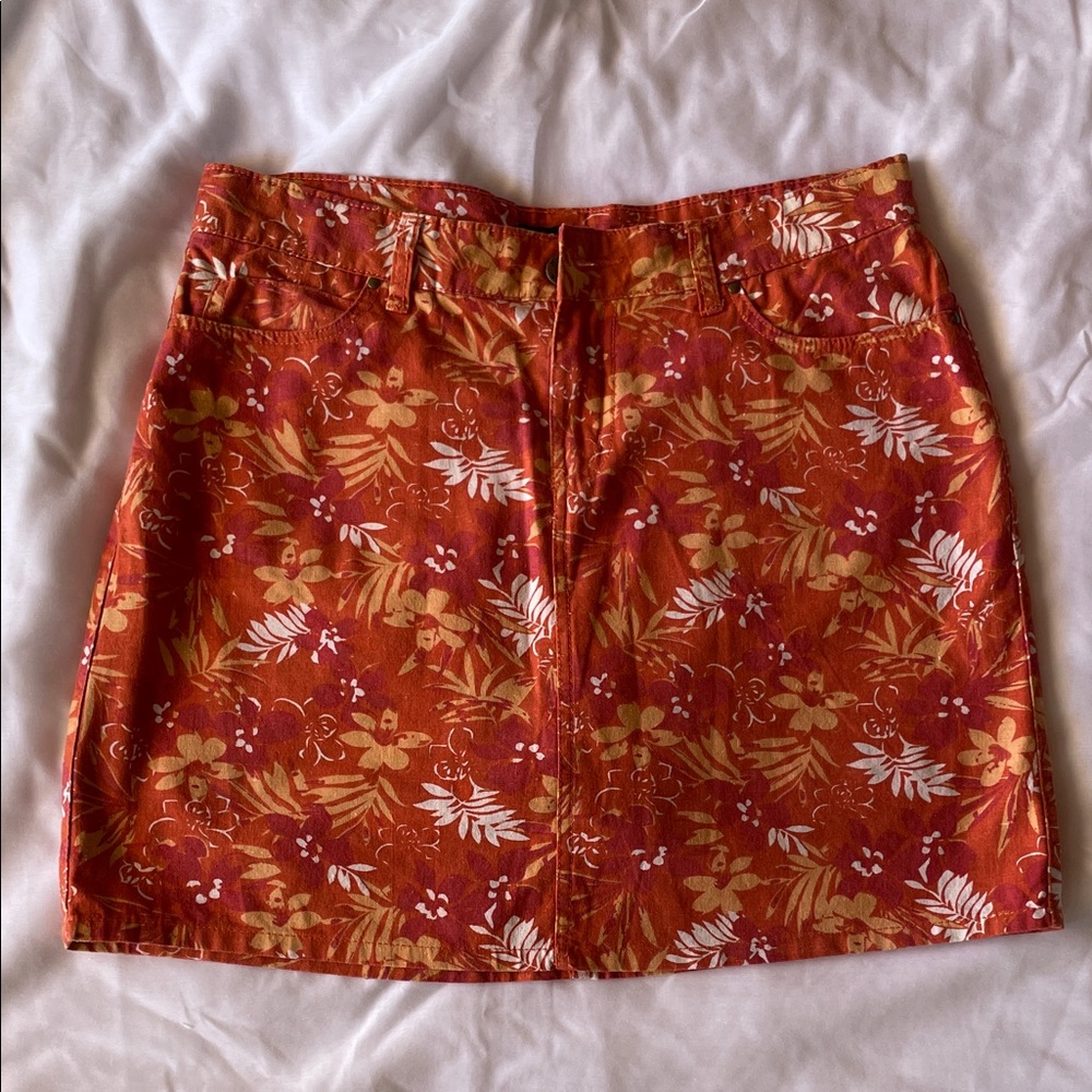 Tropical Floral Mini Skort in Orange